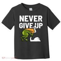Never Give Up Frog Bird Choking Funny Motivation Toddler T-Shirt thumb 0