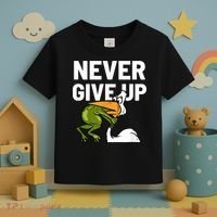 Never Give Up Frog Bird Choking Funny Motivation Toddler T-Shirt thumb 3