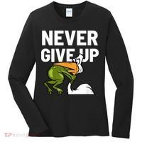 Never Give Up Frog Bird Choking Funny Motivation Women's Long Sleeve Shirt thumb 0