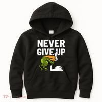 Never Give Up Frog Bird Choking Funny Motivation Kids Hoodie thumb 0