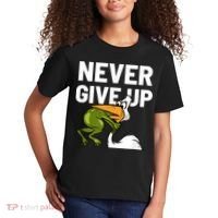 Never Give Up Frog Bird Choking Funny Motivation Kids T-Shirt thumb 2
