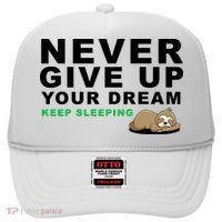 Never Give Up Your Dream Keep Sleeping Funny Sloth Hat thumb 0
