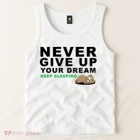 Never Give Up Your Dream Keep Sleeping Funny Sloth Tank Top thumb 2