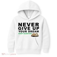Never Give Up Your Dream Keep Sleeping Funny Sloth Kids Hoodie thumb 0
