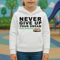 Never Give Up Your Dream Keep Sleeping Funny Sloth Kids Hoodie thumb 3