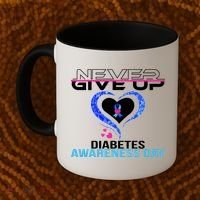 Never Give Up Diabetes Awareness Day Coffee Mug thumb 2