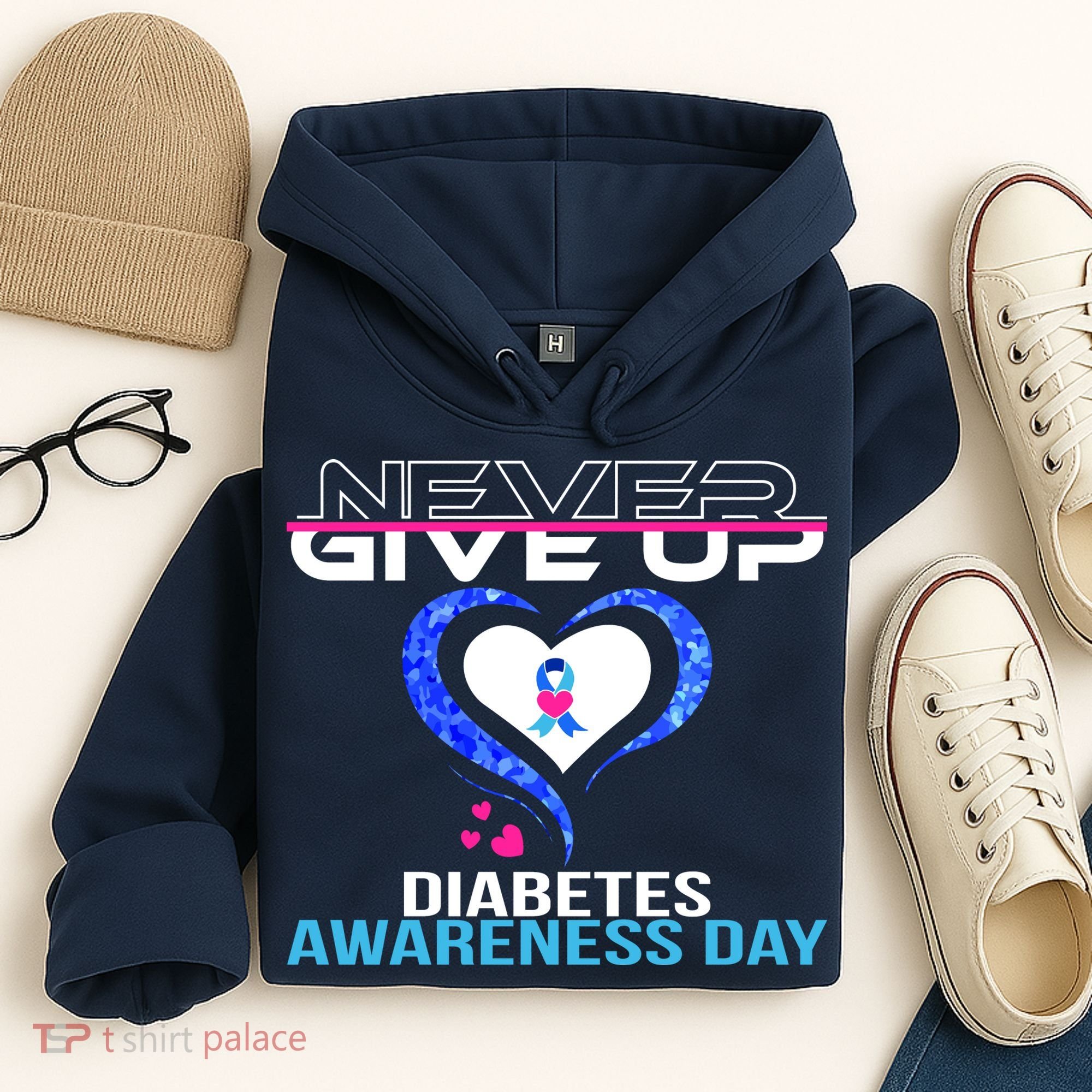 Never Give Up Diabetes Awareness Day Hoodie