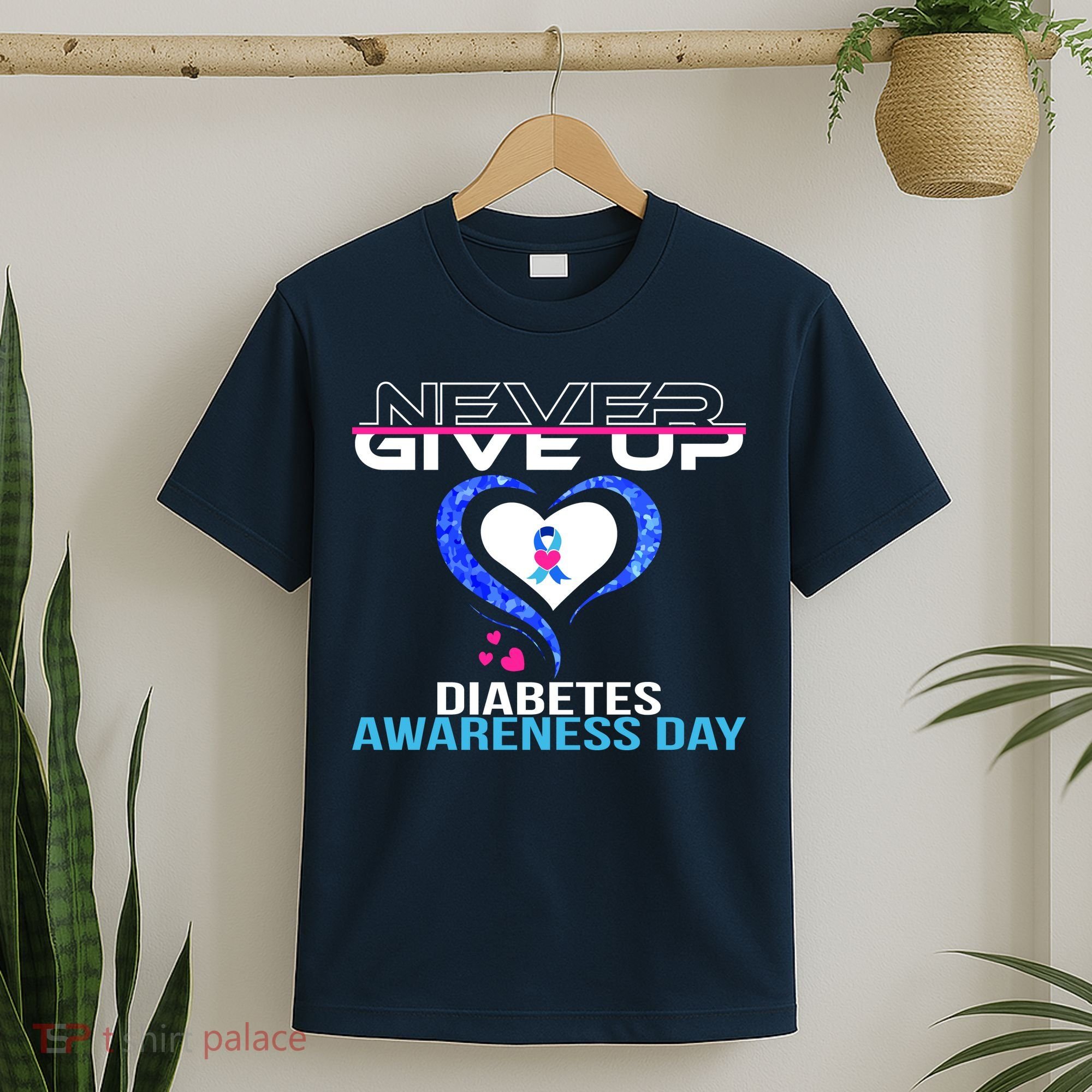 Never Give Up Diabetes Awareness Day T-Shirt
