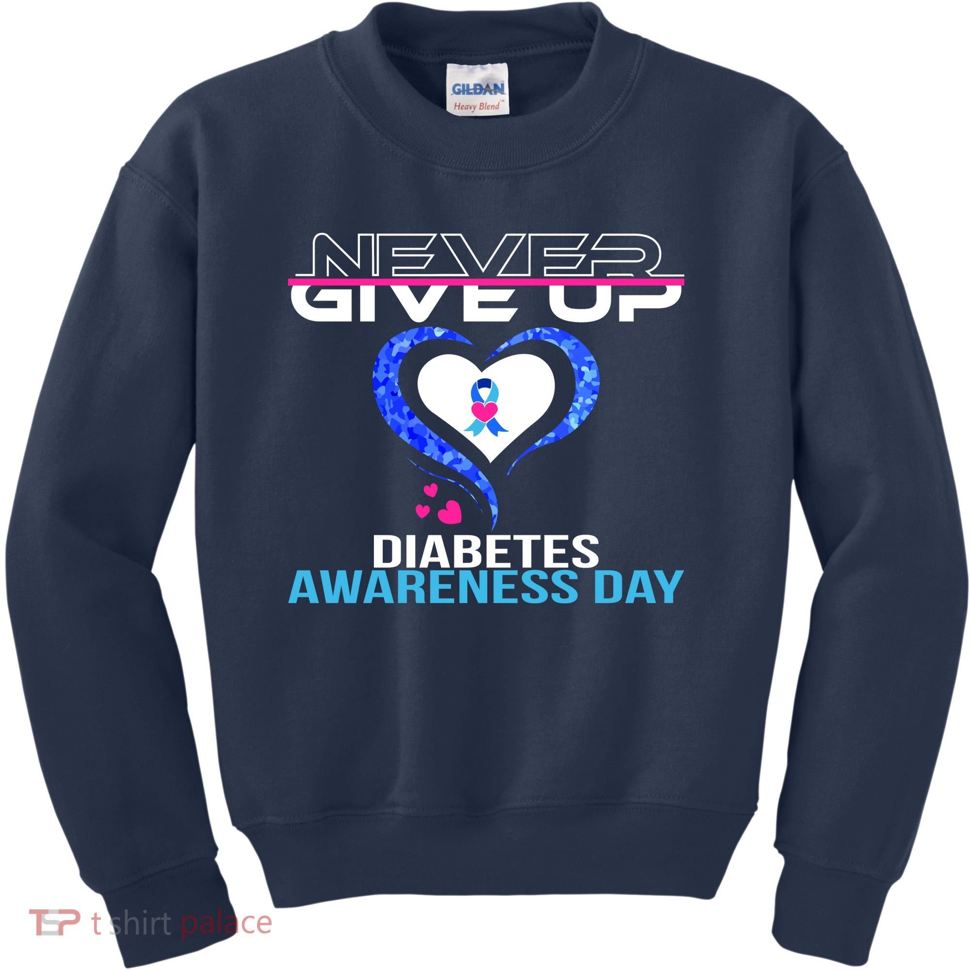 Never Give Up Diabetes Awareness Day Kids Sweatshirt