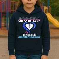 Never Give Up Diabetes Awareness Day Kids Hoodie thumb 3