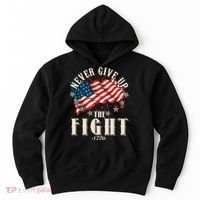 Never Give Up The Fight 1776 USA American Flag Hoodie thumb 0