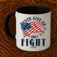 Never Give Up The Fight 1776 USA American Flag Coffee Mug thumb 2