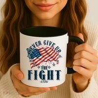 Never Give Up The Fight 1776 USA American Flag Coffee Mug thumb 3