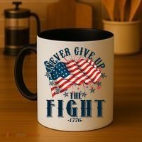 Never Give Up The Fight 1776 USA American Flag Coffee Mug thumb 4