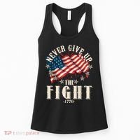 Never Give Up The Fight 1776 USA American Flag Women's Tank Top thumb 0