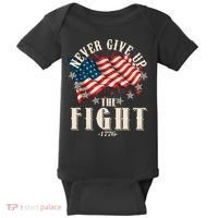Never Give Up The Fight 1776 USA American Flag Baby Bodysuit thumb 0