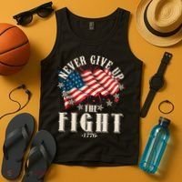 Never Give Up The Fight 1776 USA American Flag Tank Top thumb 4
