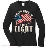 Never Give Up The Fight 1776 USA American Flag Women's Long Sleeve Shirt thumb 0