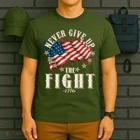 Never Give Up The Fight 1776 USA American Flag T-Shirt thumb 6