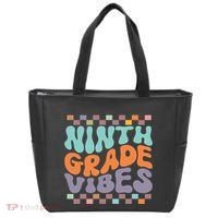 Ninth Grade Vibes Retro Groovy 9th Grade Back To School Tote Bag thumb 0