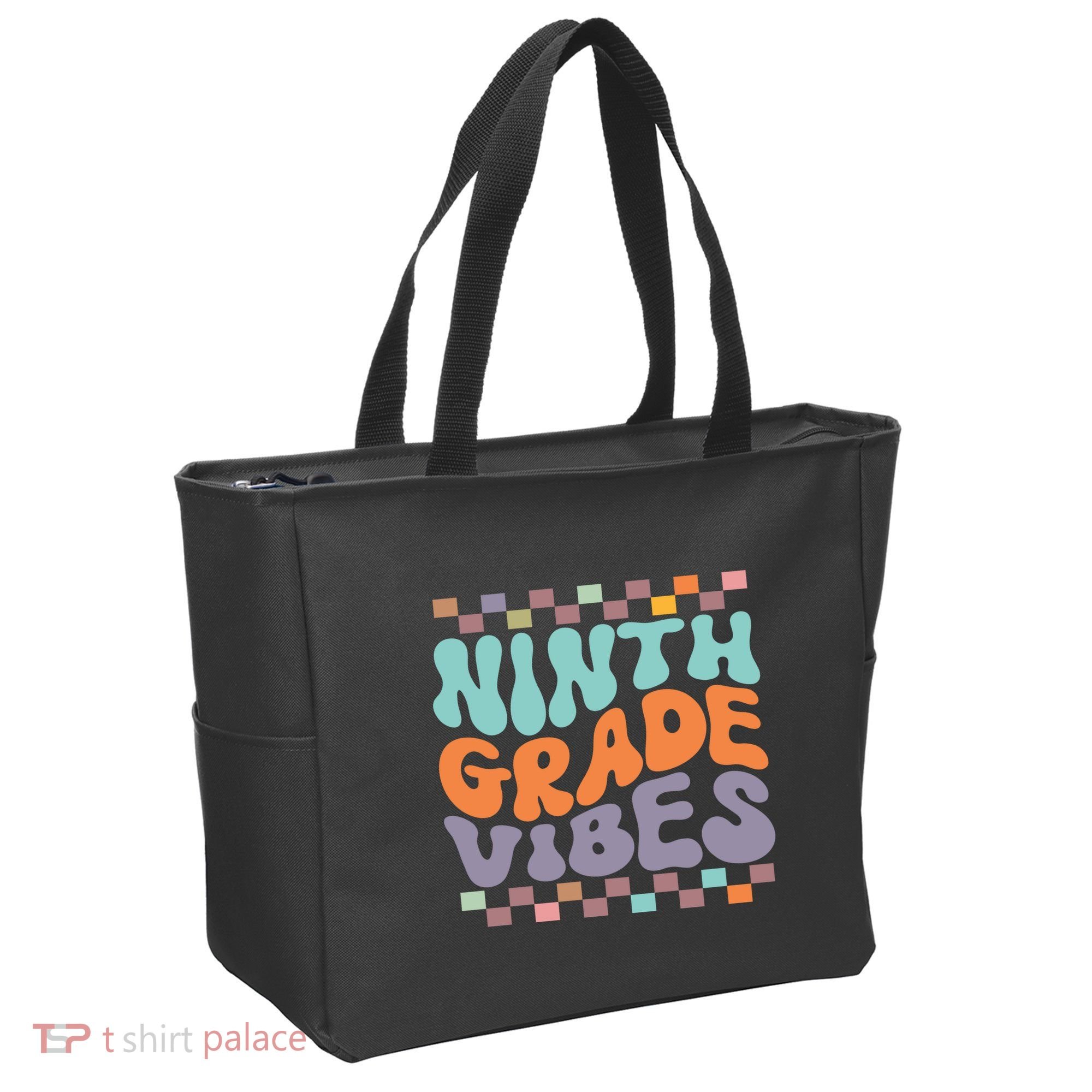 Ninth Grade Vibes Retro Groovy 9th Grade Back To School Tote Bag