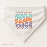 Ninth Grade Vibes Retro Groovy 9th Grade Back To School USA-Made Doggie Bandana thumb 0