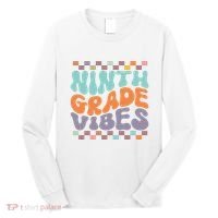 Ninth Grade Vibes Retro Groovy 9th Grade Back To School Long Sleeve Shirt thumb 0