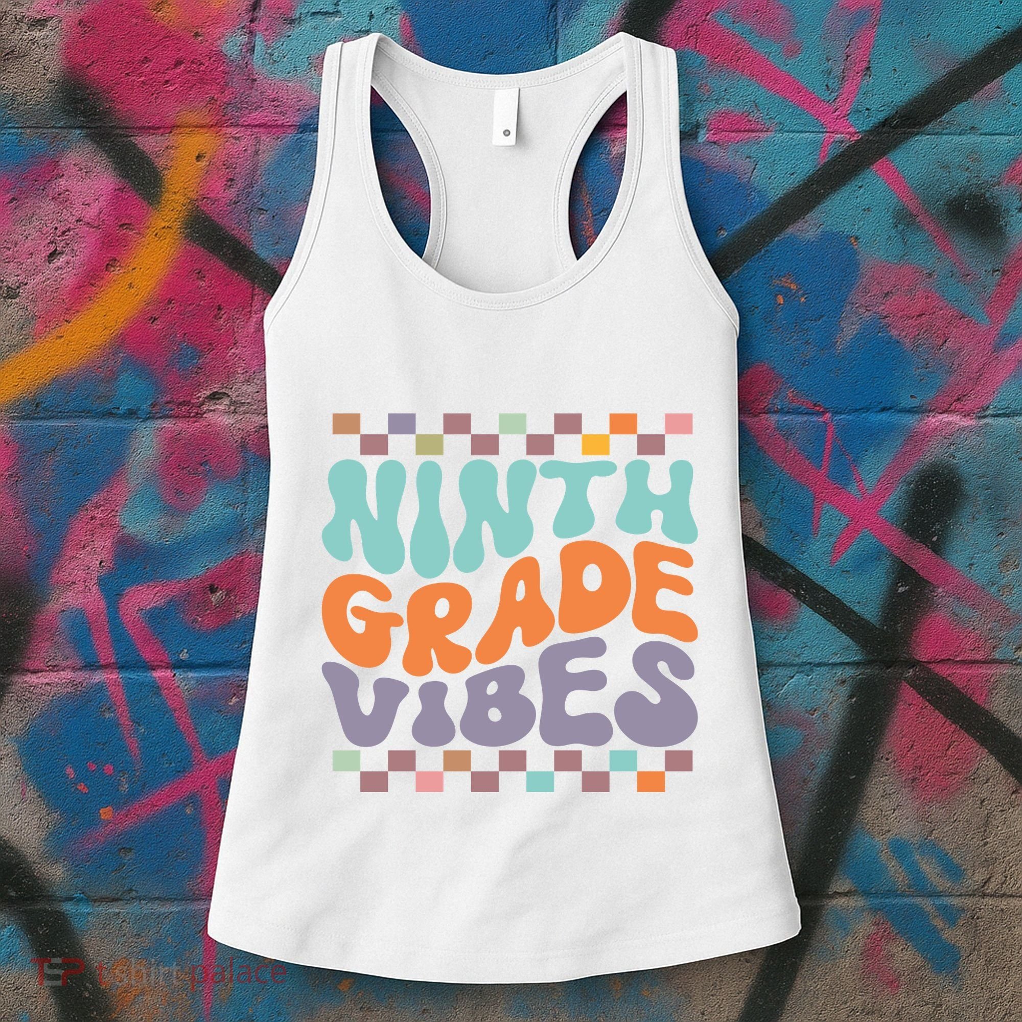 Ninth Grade Vibes Retro Groovy 9th Grade Back To School Women's Tank Top