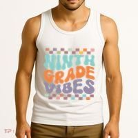 Ninth Grade Vibes Retro Groovy 9th Grade Back To School Tank Top thumb 3