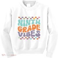 Ninth Grade Vibes Retro Groovy 9th Grade Back To School Kids Sweatshirt thumb 0