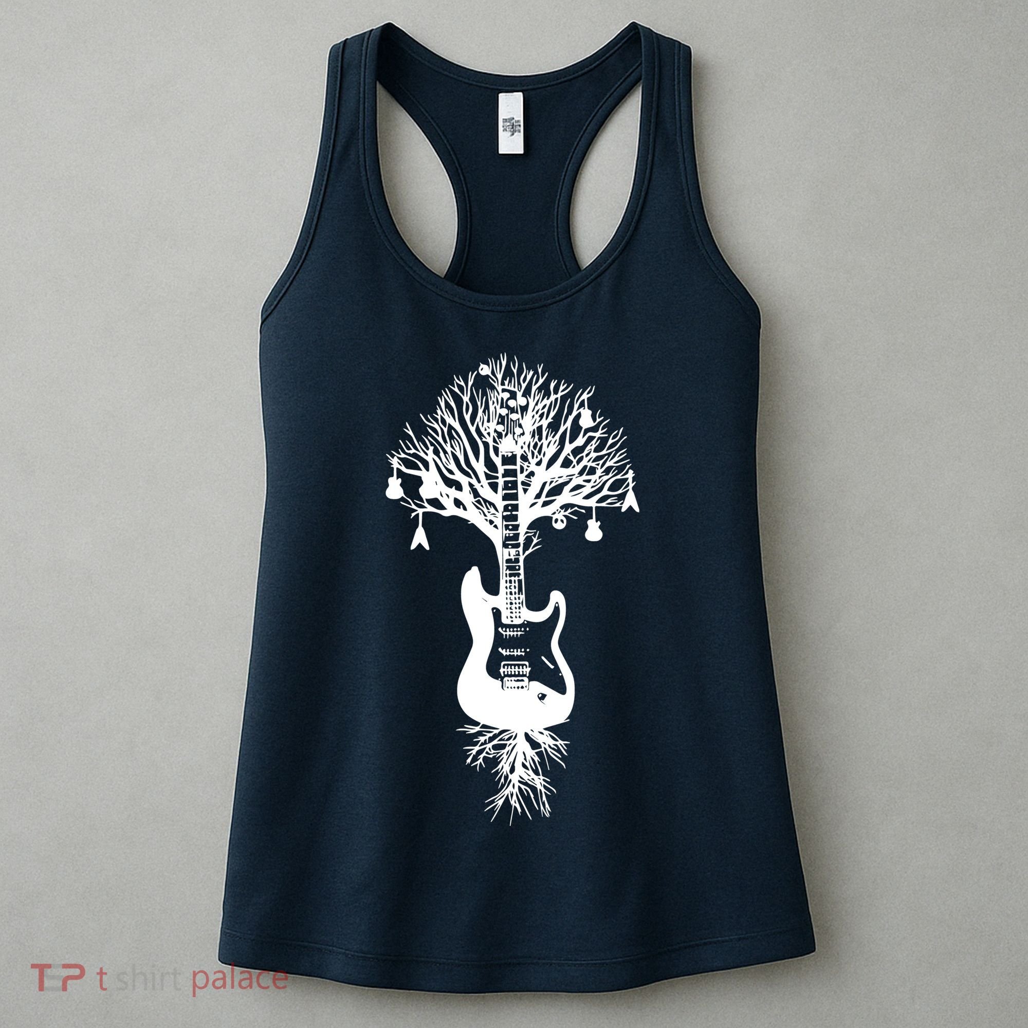 Nature Guitar White Tree Music Banksy Art Women's Tank Top