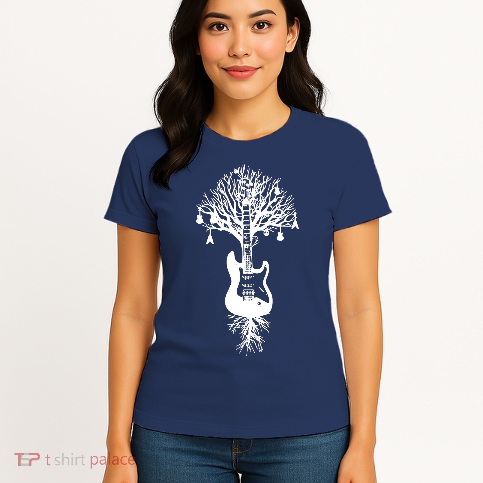Nature Guitar White Tree Music Banksy Art Women's T-Shirt