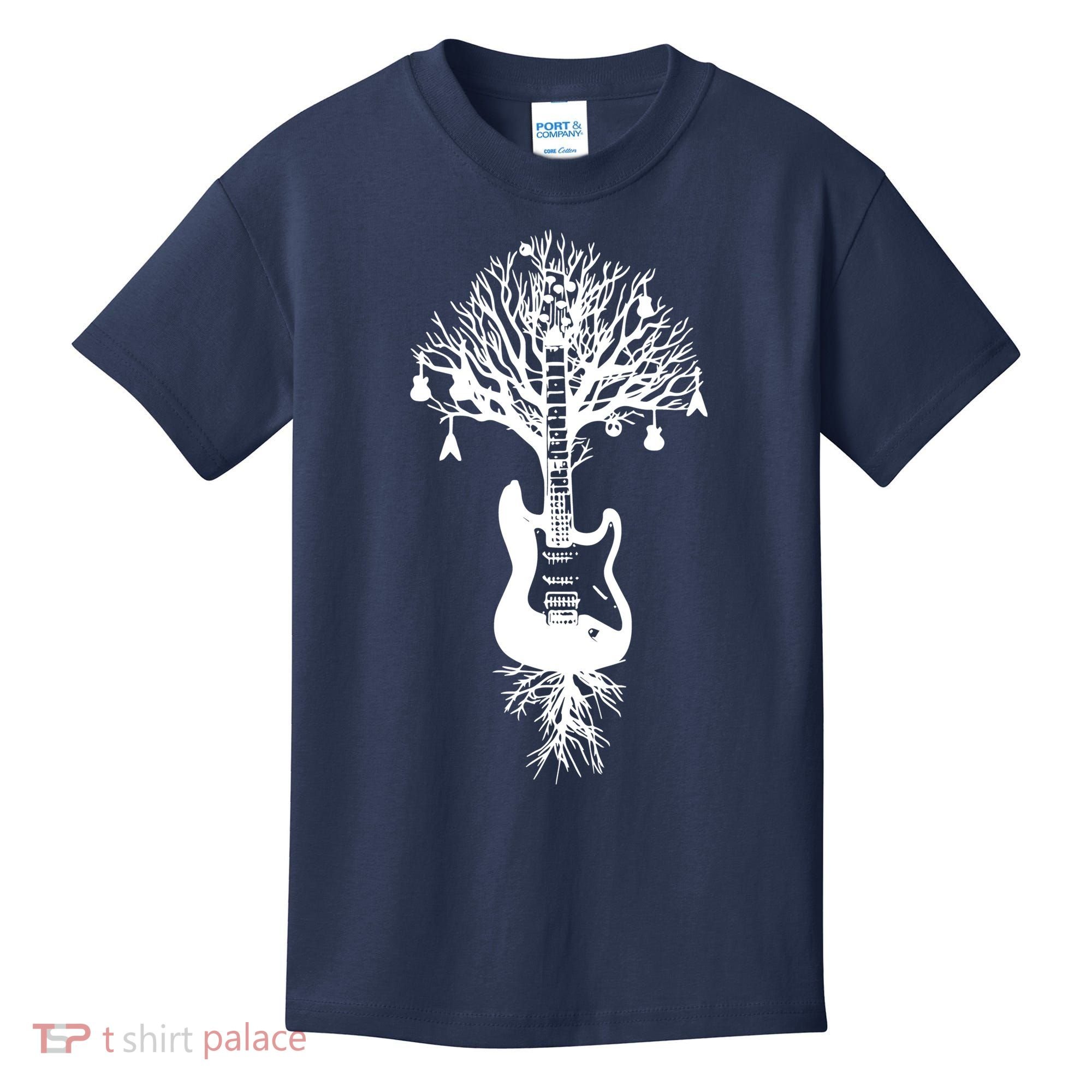 Nature Guitar White Tree Music Banksy Art Kids T-Shirt