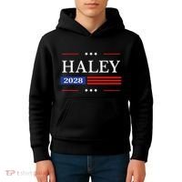 Nikki Haley 2028 American Flag Usa Flag Kids Hoodie thumb 4