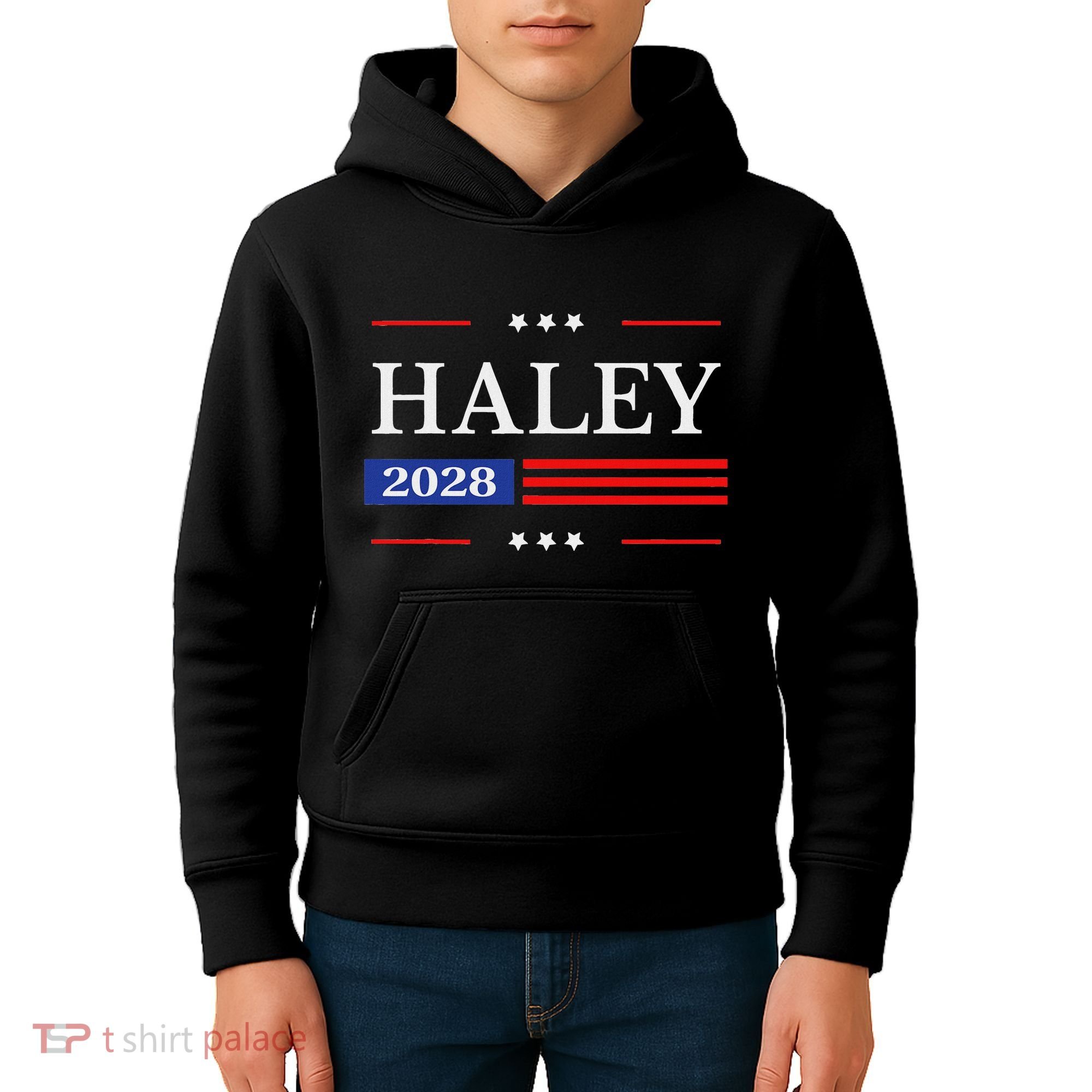 Nikki Haley 2028 American Flag Usa Flag Kids Hoodie