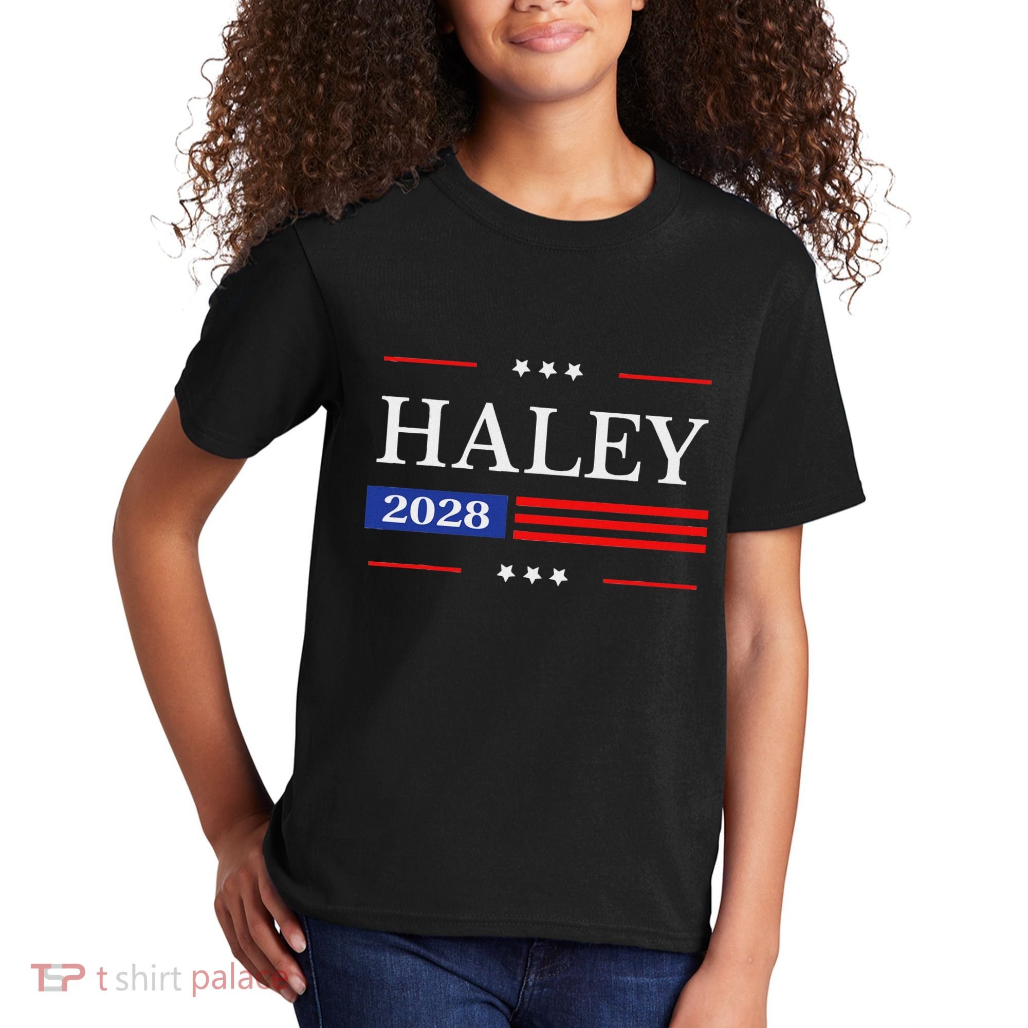 Nikki Haley 2028 American Flag Usa Flag Kids T-Shirt
