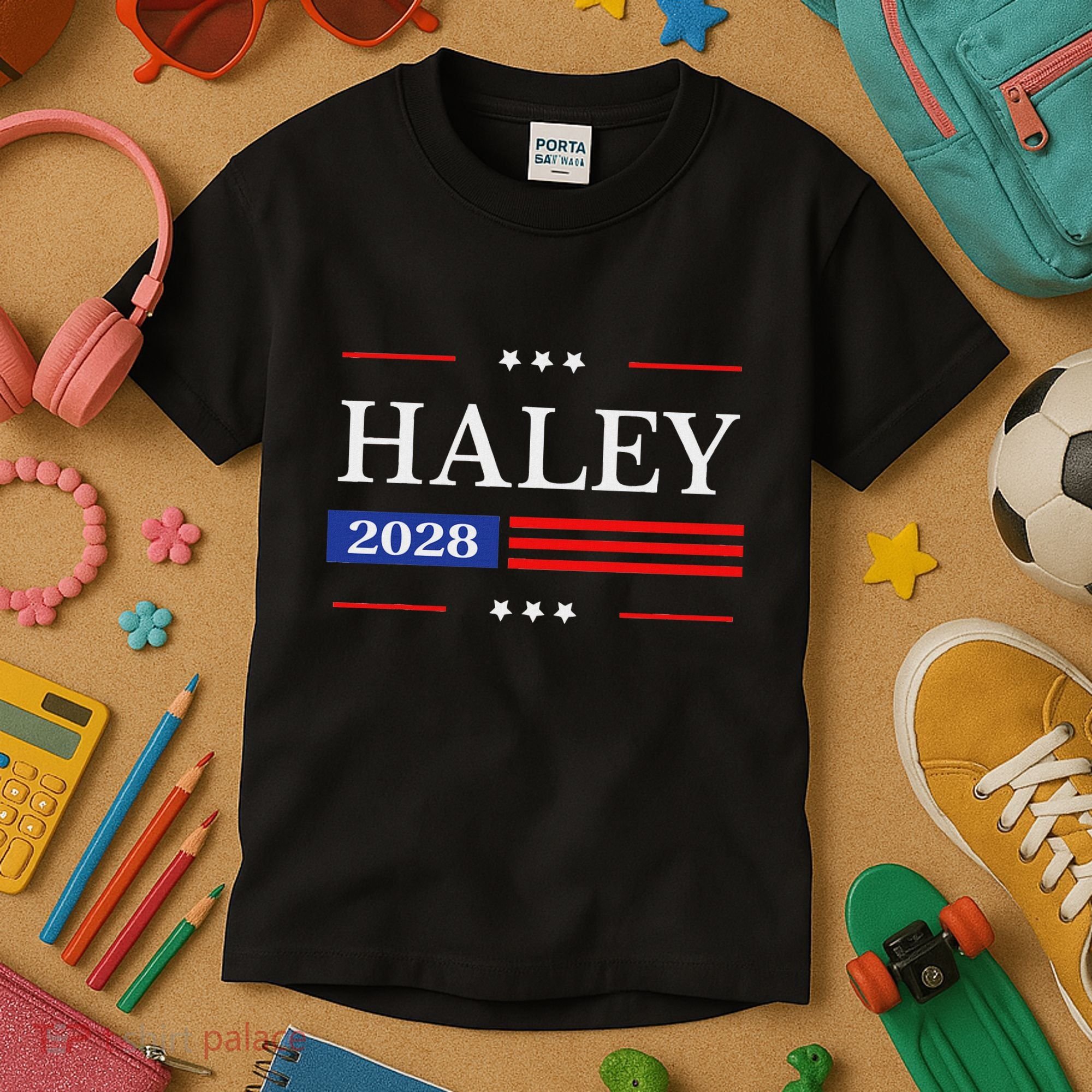 Nikki Haley 2028 American Flag Usa Flag Kids T-Shirt