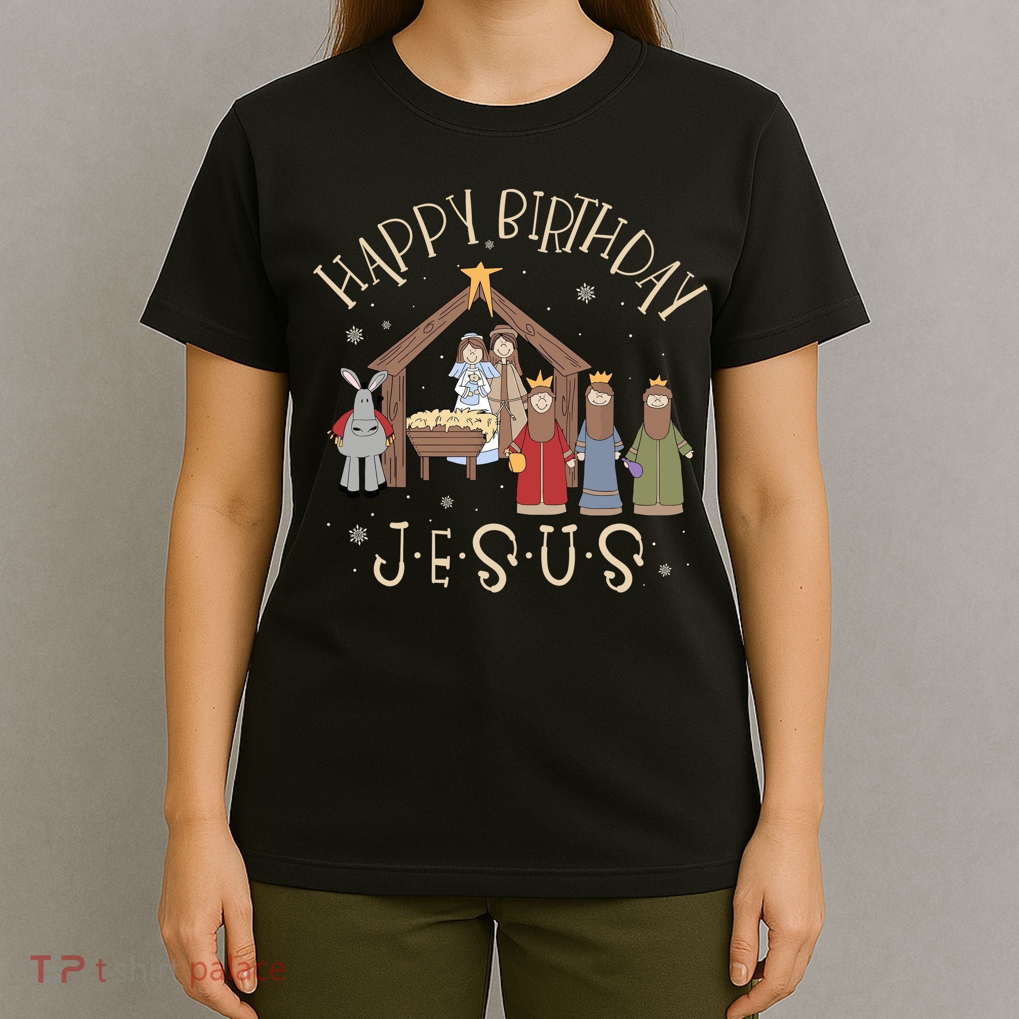 Nativity Happy Birthday Jesus Christmas Nativity Christian T-Shirt