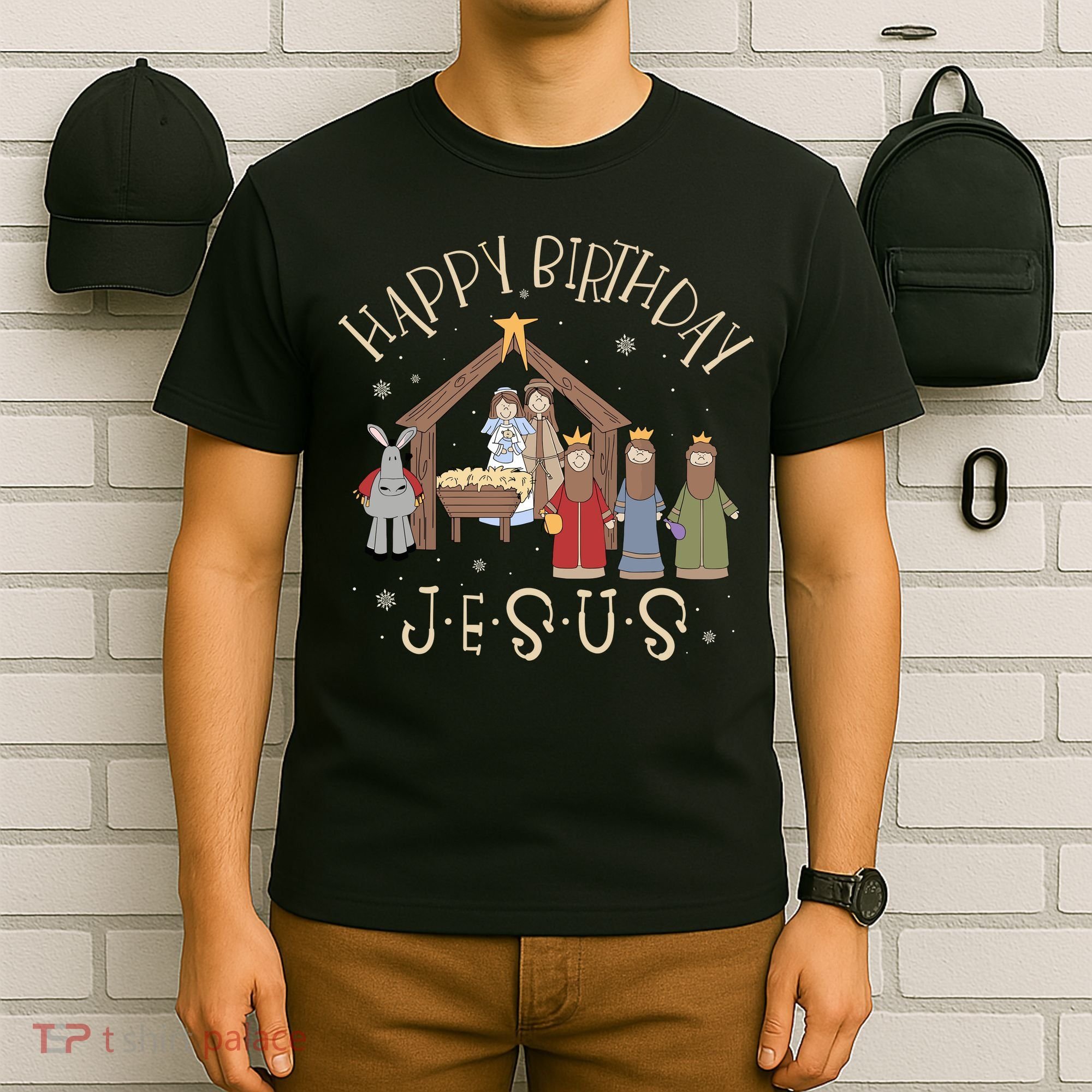 Nativity Happy Birthday Jesus Christmas Nativity Christian T-Shirt