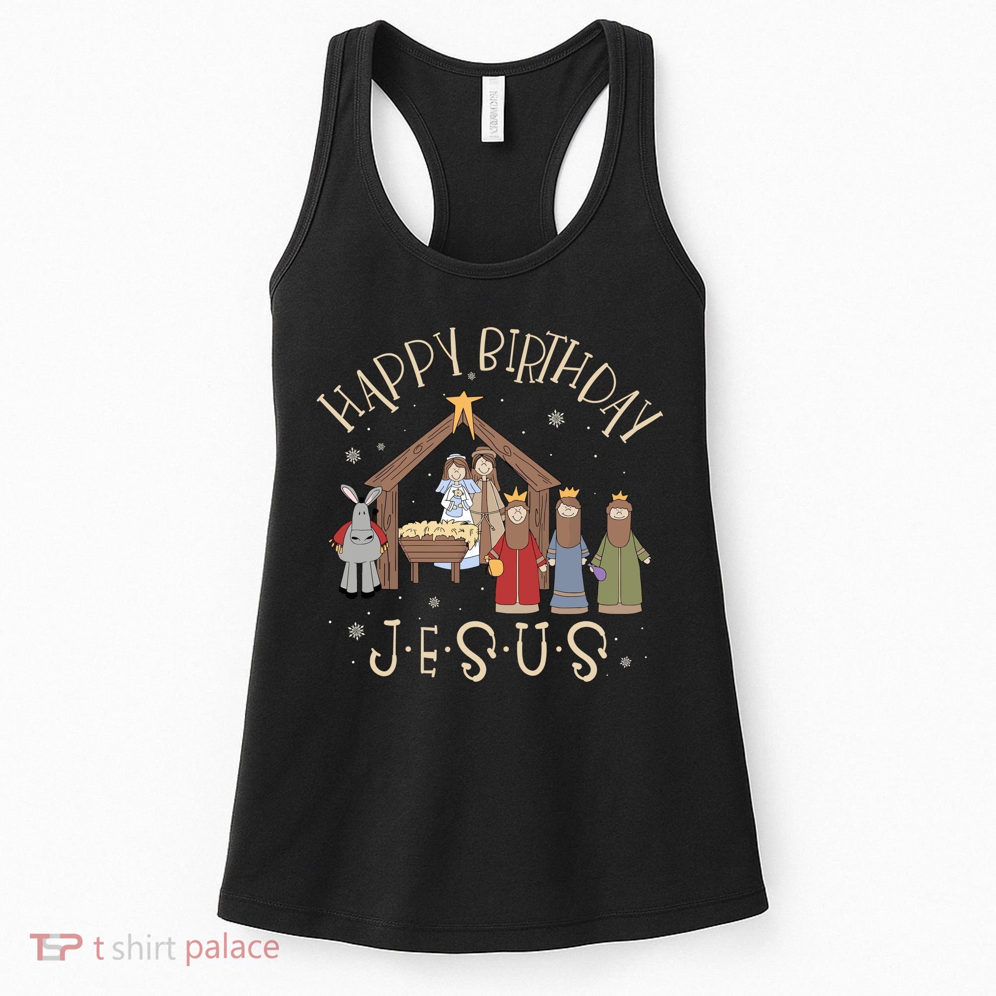 Nativity Happy Birthday Jesus Christmas Nativity Christian Women's Tank Top