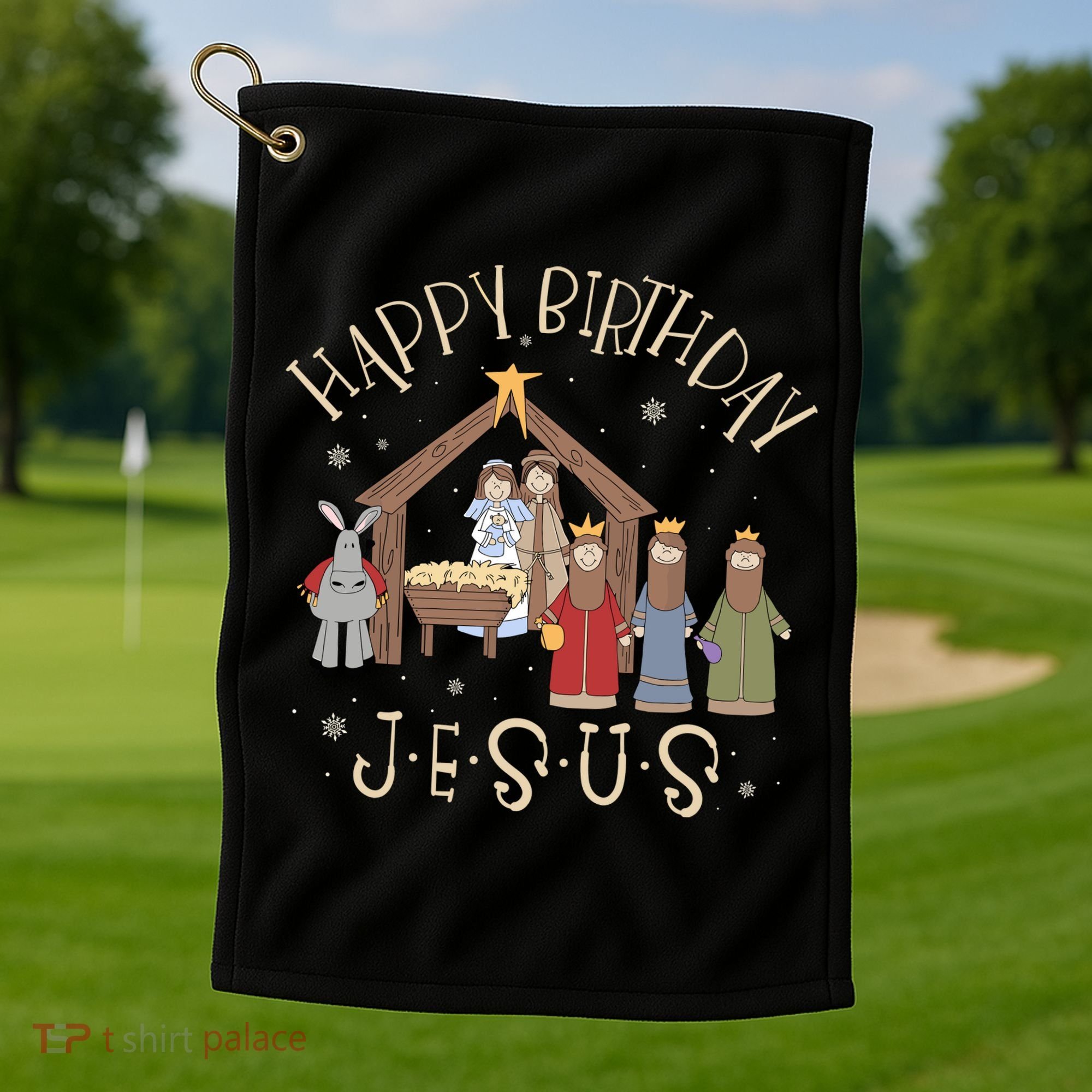 Nativity Happy Birthday Jesus Christmas Nativity Christian Golf Towel