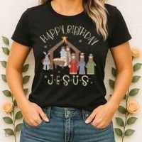 Nativity Happy Birthday Jesus Christmas Nativity Christian Women's T-Shirt thumb 2