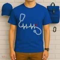 Nurse Heartbeat Clothing Gift Nurse Stethoscope Heart Gift T-Shirt thumb 6