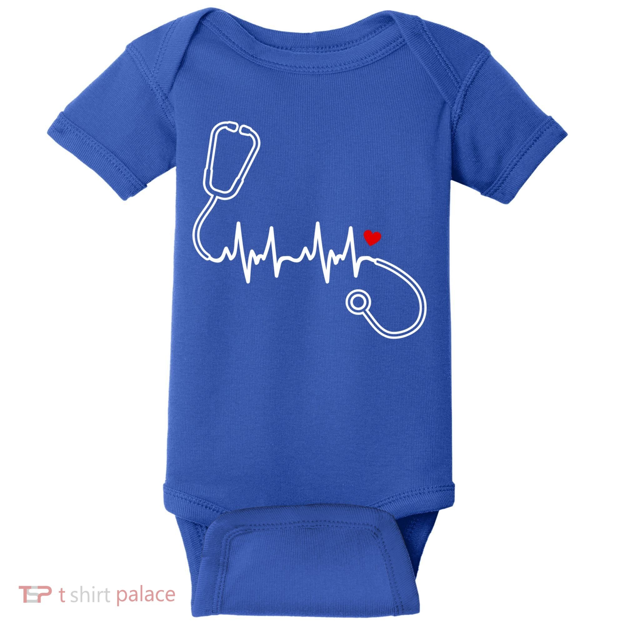 Nurse Heartbeat Clothing Gift Nurse Stethoscope Heart Gift Baby Bodysuit