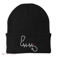 Nurse Heartbeat Clothing Gift Nurse Stethoscope Heart Gift Beanie thumb 0