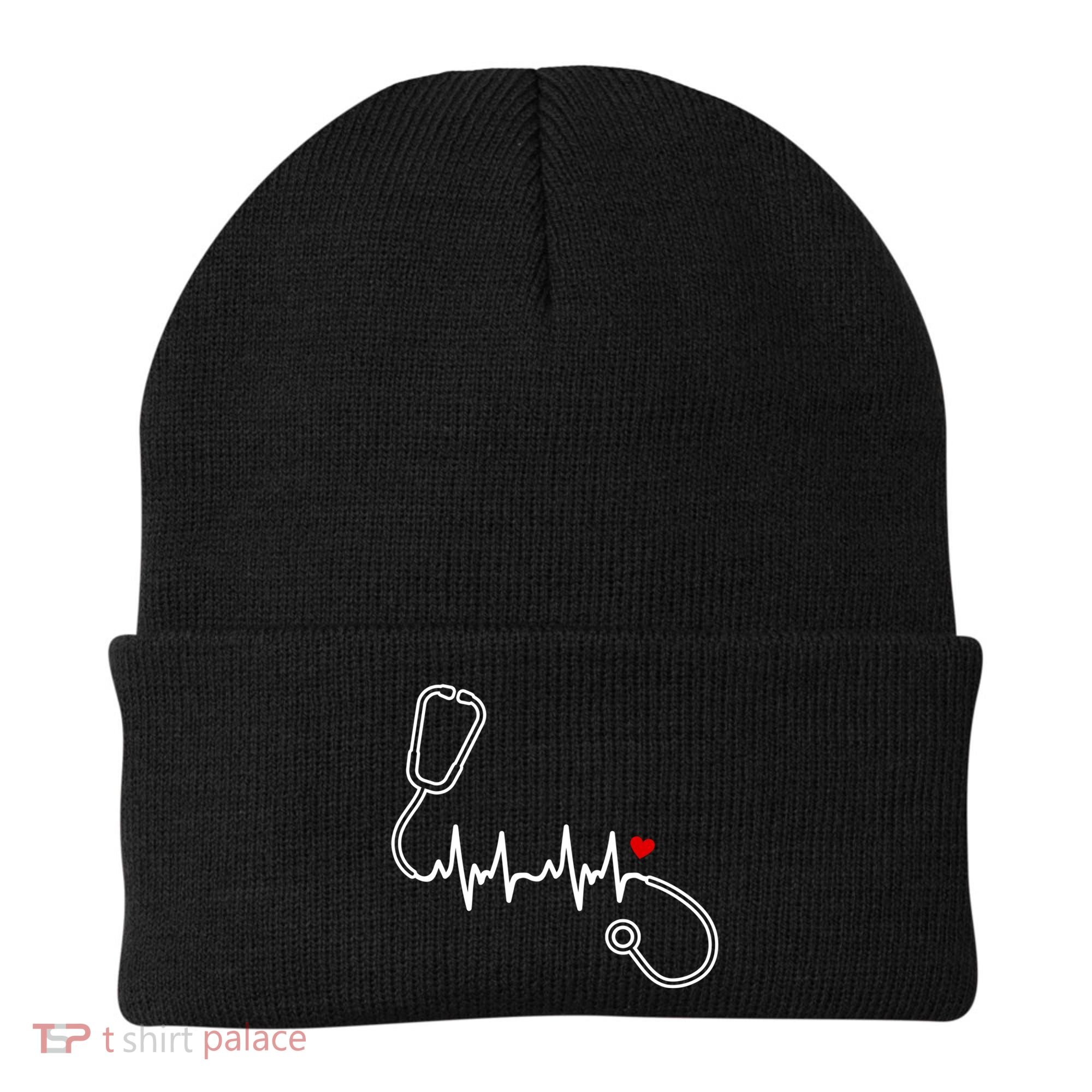 Nurse Heartbeat Clothing Gift Nurse Stethoscope Heart Gift Beanie
