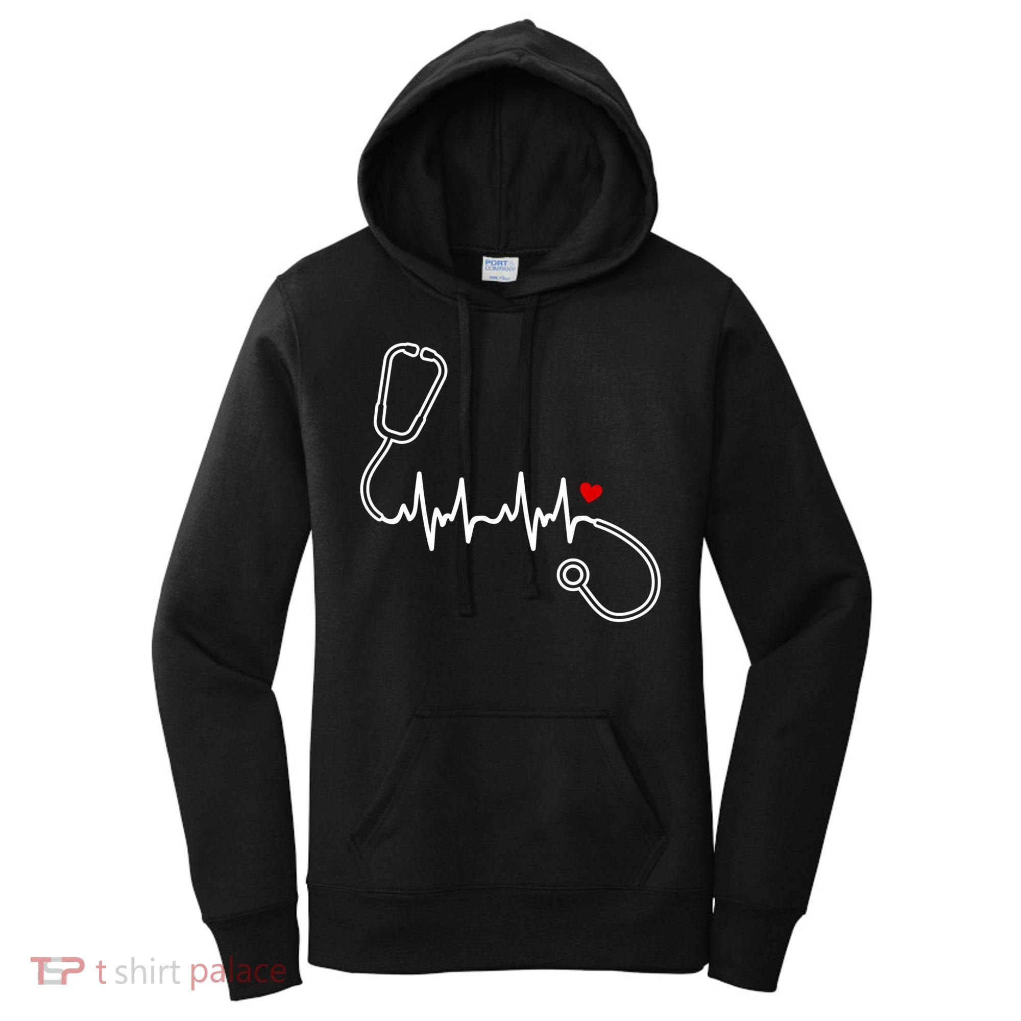Nurse Heartbeat Clothing Gift Nurse Stethoscope Heart Gift Women's Hoodie