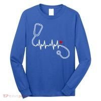 Nurse Heartbeat Clothing Gift Nurse Stethoscope Heart Gift Long Sleeve Shirt thumb 0