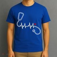 Nurse Heartbeat Clothing Gift Nurse Stethoscope Heart Gift T-Shirt thumb 3