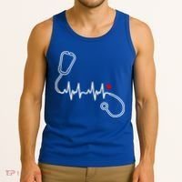 Nurse Heartbeat Clothing Gift Nurse Stethoscope Heart Gift Tank Top thumb 3
